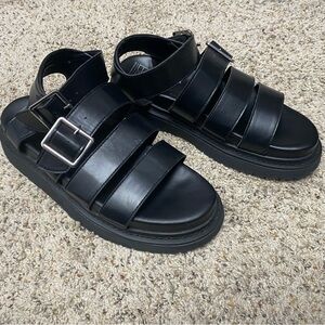 NOBO women's size 8 chunky fisherman sandals platform y2k strappy black shoes